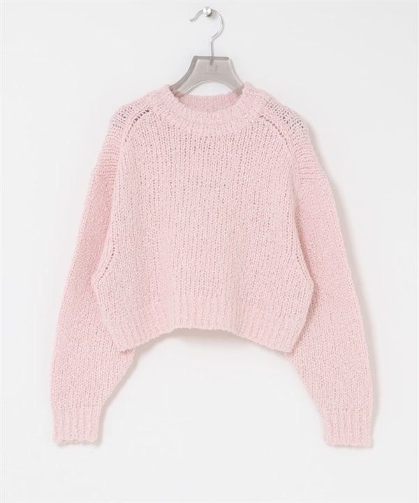蓬鬆圈圈紗針織衫(粉紅色-FREE-PINK)