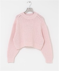 蓬鬆圈圈紗針織衫(粉紅色-FREE-PINK)