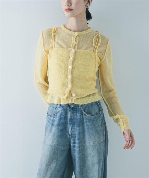 透膚馬海毛細肩帶背心