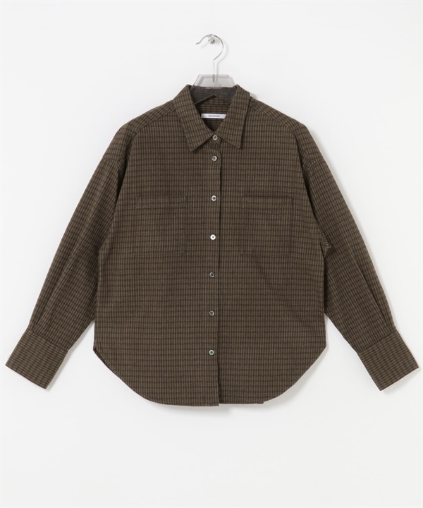 法蘭絨棉質格紋襯衫(棕色-FREE-BROWN)