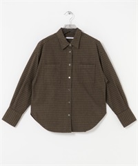 法蘭絨棉質格紋襯衫(棕色-FREE-BROWN)