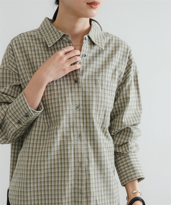 法蘭絨棉質格紋襯衫