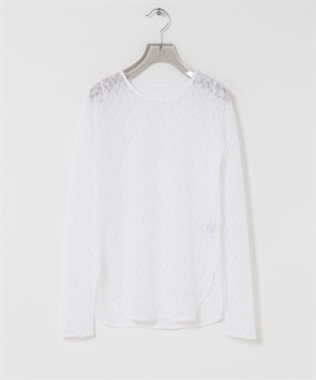 彈性蕾絲圓領罩衫(米色-FREE-OFF WHITE)