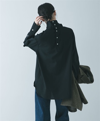 TR柔軟斜紋高領襯衫