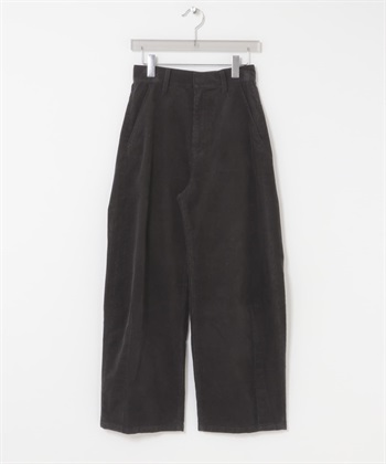 燈芯絨弧線剪裁長褲(炭灰色-36-CHARCOAL GRAY)