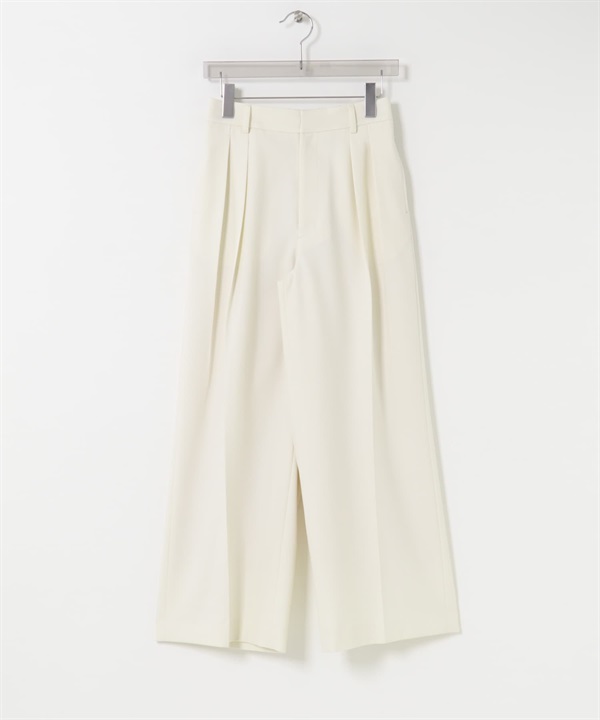 仿羊毛雙褶寬褲(米白色-36-OFF WHITE)