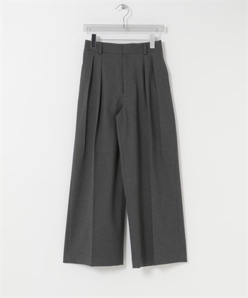 仿羊毛雙褶寬褲(炭灰色-36-CHARCOAL GRAY)