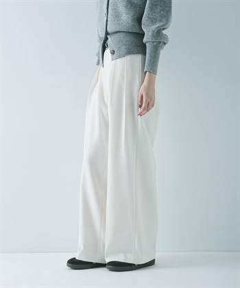 仿羊毛雙褶寬褲