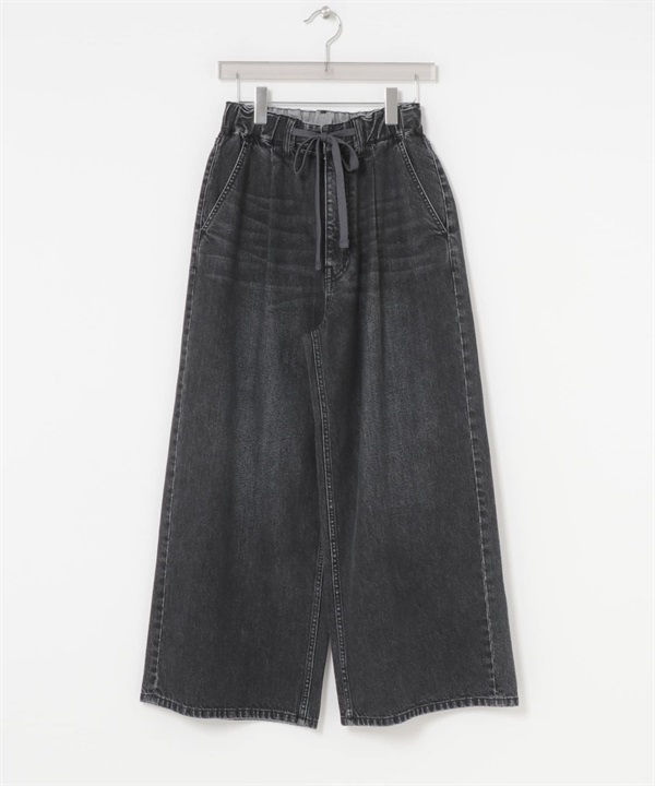 輕便牛仔寬褲(黑色-36-BLACK)