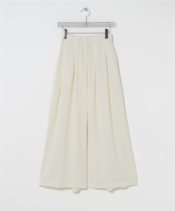 彈性打褶碎褶長褲(米白色-36-OFF WHITE)