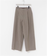 羊毛混紡格紋寬褲(灰膚色-36-其他灰色)