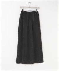 銅氨纖維碎褶直筒裙(炭灰色-36-CHARCOAL GRAY)