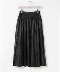 亮光加工百褶裙(黑色點點-Free-其他黑色)