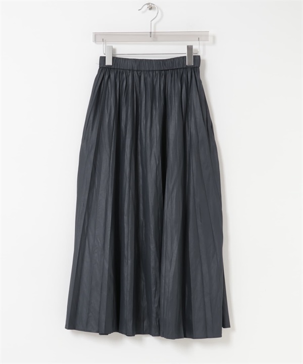 亮光加工百褶裙(藏青色-FREE-NAVY)