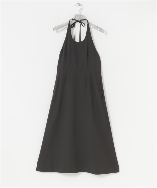 繞頸綁帶洋裝(炭灰色-FREE-CHARCOAL GRAY)