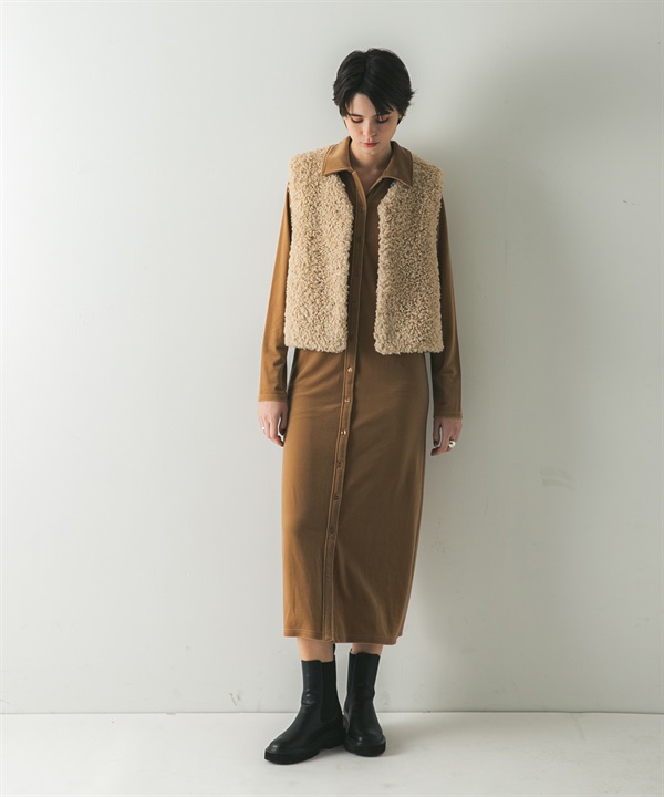 絲絨襯衫領洋裝