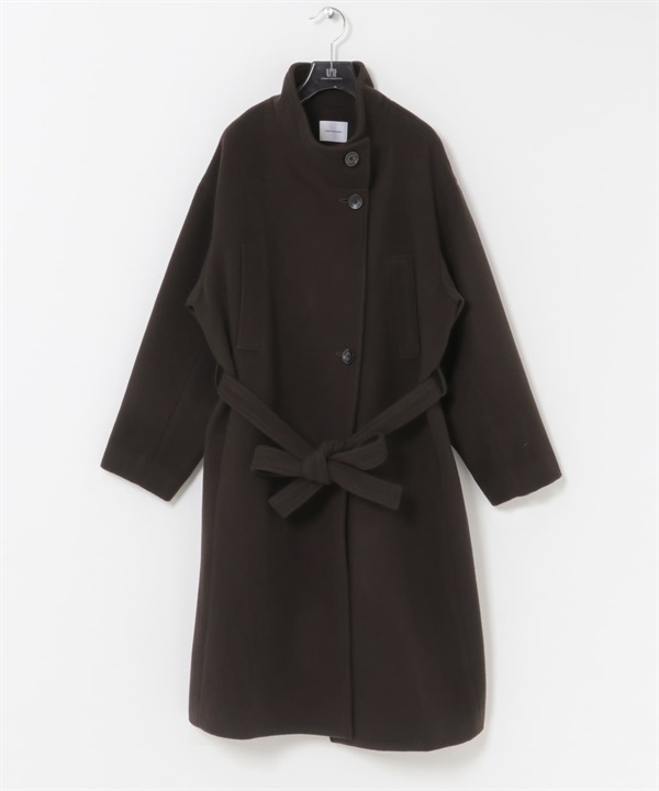 Super100羊毛立領大衣(棕色-FREE-BROWN)
