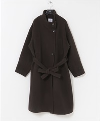 Super100羊毛立領大衣(棕色-FREE-BROWN)
