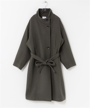 Super100羊毛立領大衣(卡其綠-FREE-KHAKI)