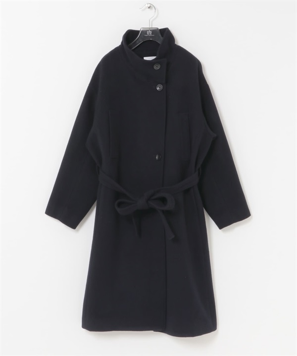 Super100羊毛立領大衣(深藏青色-FREE-NAVY)