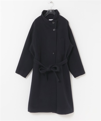 Super100羊毛立領大衣(深藏青色-FREE-NAVY)