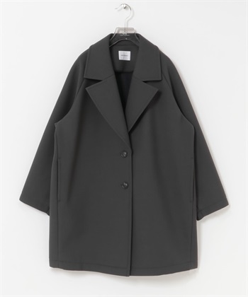 黏合加工切斯特大衣(炭灰色-FREE-CHARCOAL GRAY)