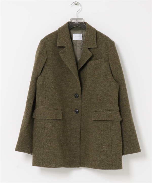 英國羊毛粗花呢西裝外套(卡其綠-36-KHAKI)