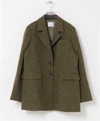 英國羊毛粗花呢西裝外套(卡其綠-36-KHAKI)