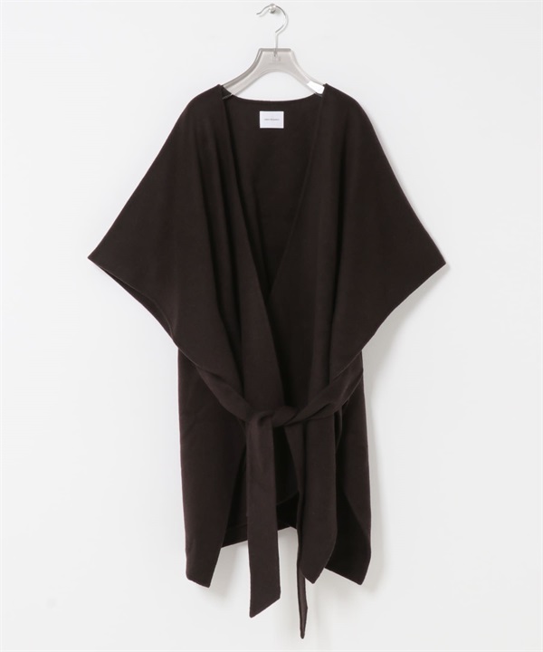 羊毛混喀什米爾雙面呢斗篷(棕色-FREE-BROWN)