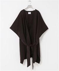 羊毛混喀什米爾雙面呢斗篷(棕色-FREE-BROWN)