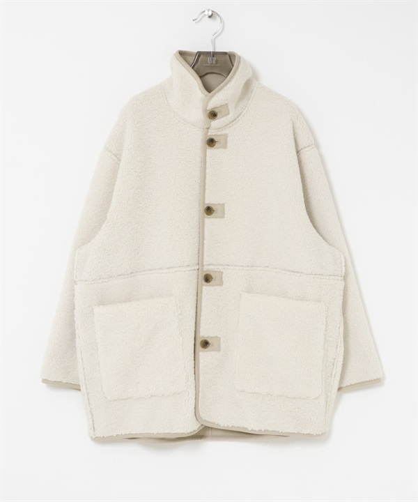 ECOPEL仿羊皮雙面穿大衣(米色x灰膚色-FREE-OFF WHITE)