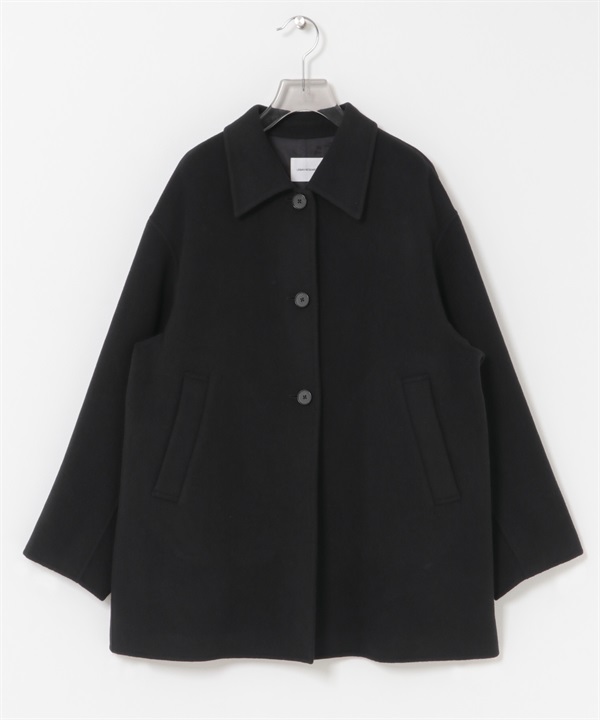 Super140立領雙面呢中長版大衣(黑色-FREE-BLACK)
