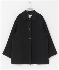 Super140立領雙面呢中長版大衣(黑色-FREE-BLACK)