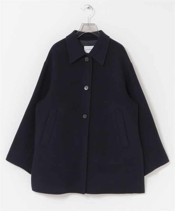 Super140立領雙面呢中長版大衣(藏青色-FREE-NAVY)