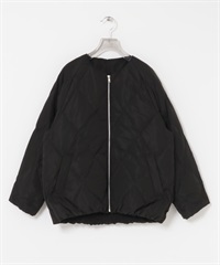 繭型絎縫羽絨外套(黑色-S-BLACK)