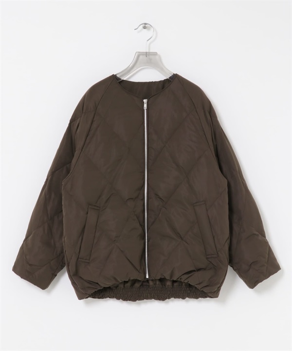 繭型絎縫羽絨外套(棕色-S-BROWN)