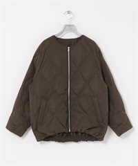 繭型絎縫羽絨外套(棕色-S-BROWN)