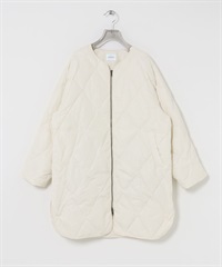 繭型絎縫長版羽絨外套(米白色-S-OFF WHITE)