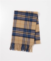 羊毛喀什米爾圍巾(膚色格紋-one-BEIGE)