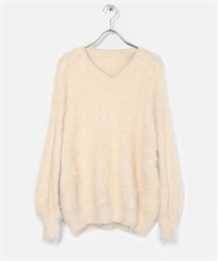 【張甯兒聯名企劃】羽毛紗蓬袖針織衫(象牙白-F-IVORY)