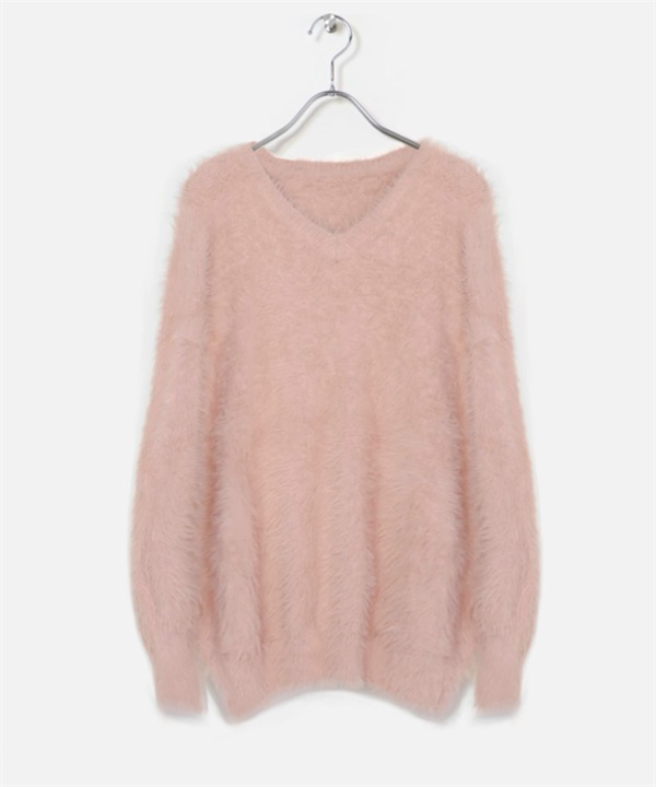 【張甯兒聯名企劃】羽毛紗蓬袖針織衫(粉色-F-PINK)