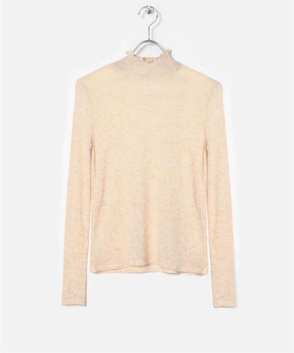 【張甯兒聯名企劃】透膚混色紗高領上衣(膚色-F-BEIGE)