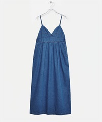 牛仔細肩帶洋裝(靛青色-FREE-INDIGO BLUE)
