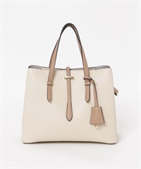 鑰匙圈飾帶中款托特包(象牙白-one-IVORY)