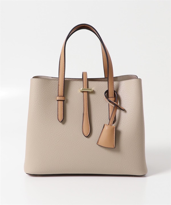 鑰匙圈飾帶中款托特包(沙膚色-one-其他膚色)