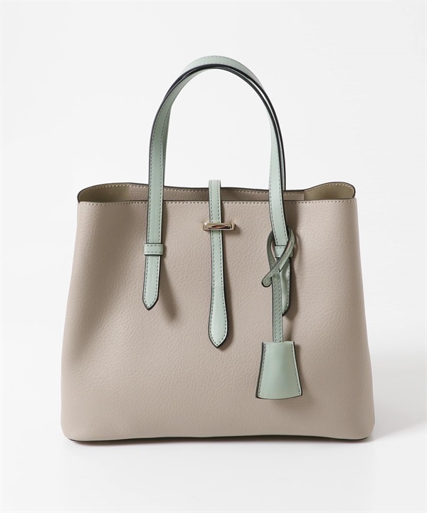 鑰匙圈飾帶中款托特包(薄荷綠-one-MINT)