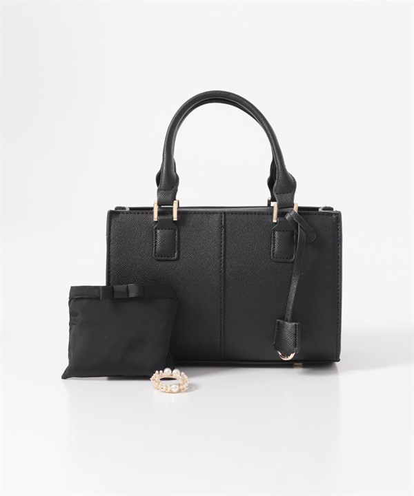 鑰匙圈吊飾方包(附胸針、托特包)(黑色-one-BLACK)