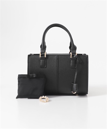 鑰匙圈吊飾方包(附胸針、托特包)(黑色-one-BLACK)