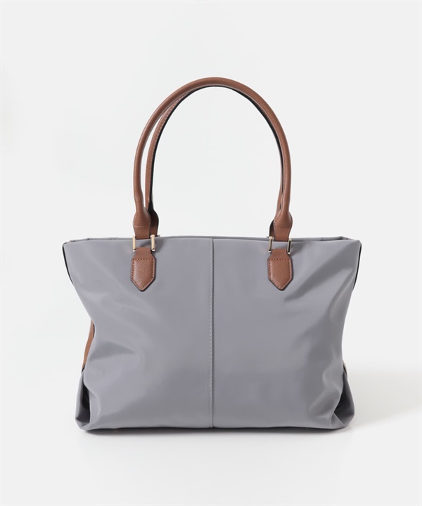 防潑水A4托特包(灰色x棕色-one-GRAY)