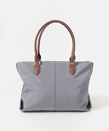 防潑水A4托特包(灰色x棕色-one-GRAY)